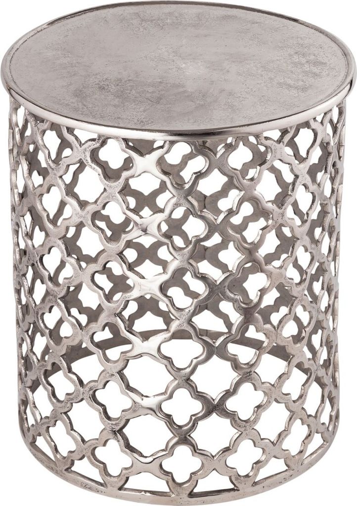 Soma Dekotisch Metall Beistelltisch ø 40 x 45 cm rund Kairo silber o. gold Aluminium Orientalisch (BxHxL) 40 x 45 x 40 cm silber