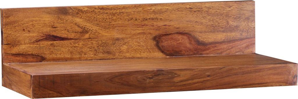 tinkaro Wandregal eckig ERINA Massiv-Holz Sheesham Holzregal Braun