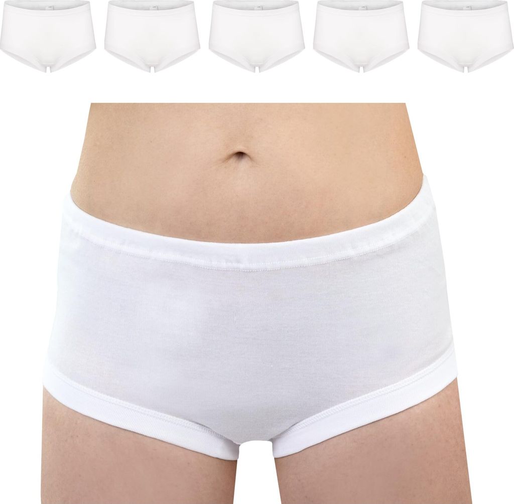SES Taillenslip Damen 5er Pack 48 aus 100% Baumwolle weiß/Feinripp Unterhosen Damen Hohe Taille, hoher Leibhöhe und sanften Bündchen/Damen Taill...