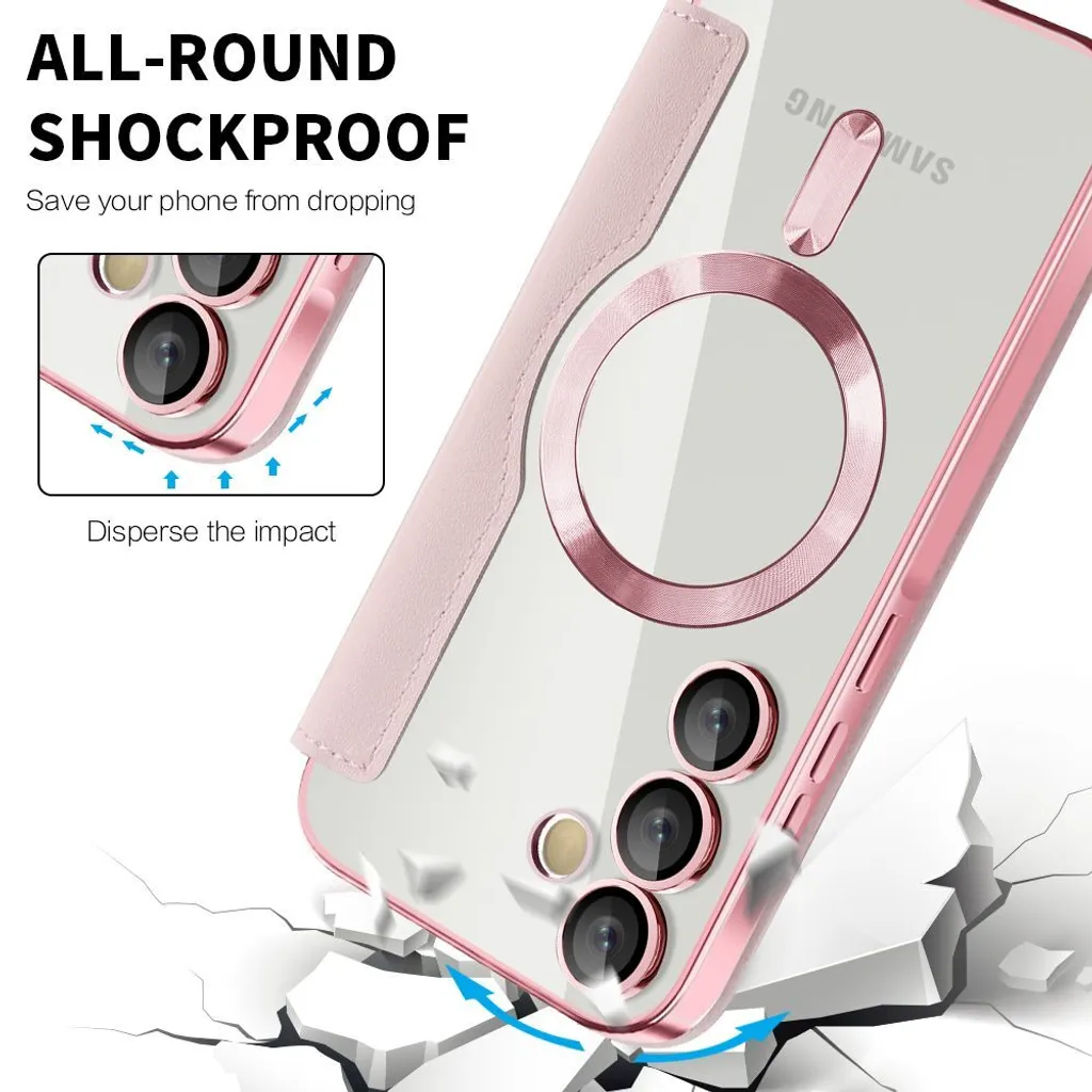 Custodia Samsung A35 MagSafe Rosa: Protezione Fotocamera e Portacarte - 8
