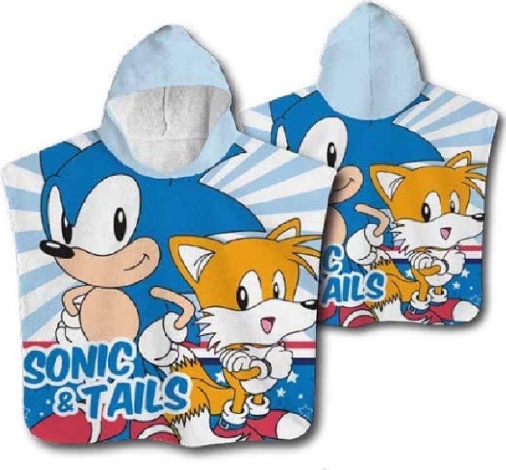 Sonic The Hedgehog Badeponcho Kinder Poncho mit Kapuze 50 x 100cm
