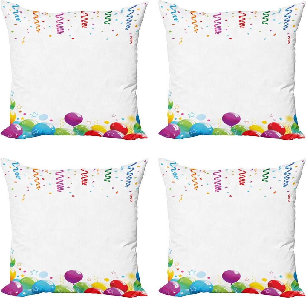 ABAKUHAUS Party Kissenbezug Set (4 Stück), Balloons, Moderner Doppelseitiger Digitaldruck, 45 cm x 45 cm, Mehrfarbig