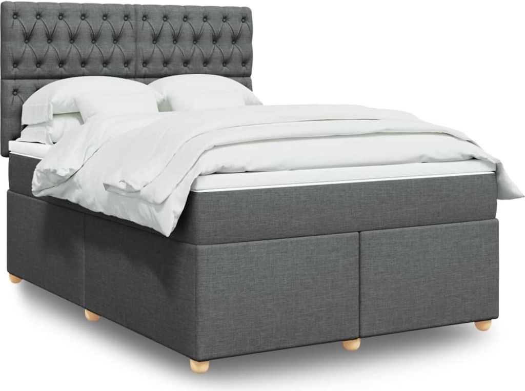 Maison Exclusive - Boxspringbett mit Matratze Dunkelgrau 140x200 cm Stoff