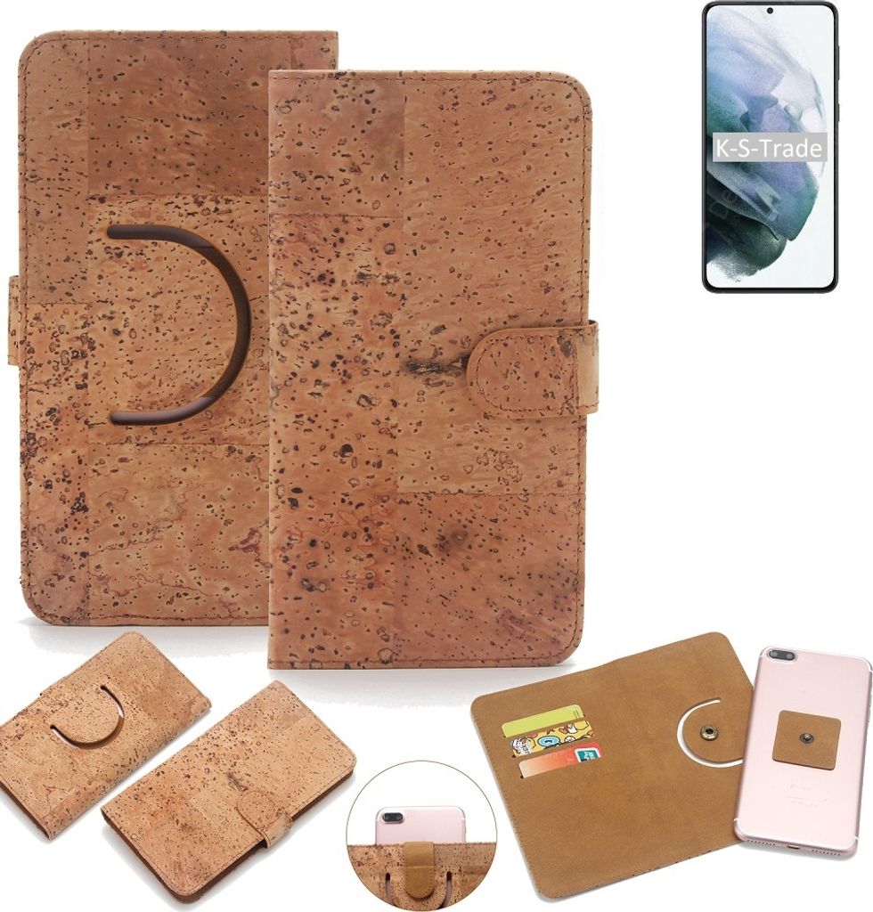 K-S-Trade Handy-Hülle Schutz-Hülle kompatibel mit Samsung Galaxy S21+ 5G Exynos Handyhülle Schutzhülle Korkhülle Kork-Hülle 1x