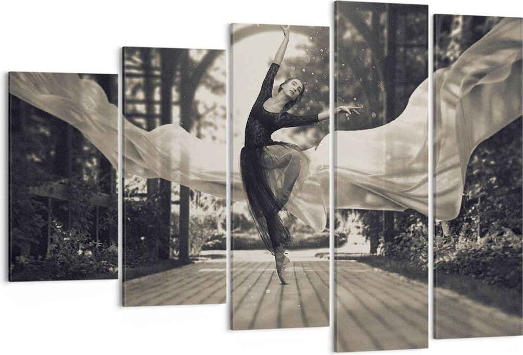 Bild auf Leinwand - Leinwandbild - 5 Teile - Ballerina Tanz Luft - 150x100cm - Wand Bild - Wanddeko - Wandbilder - Leinwanddruck - Bilder - Wanddek...