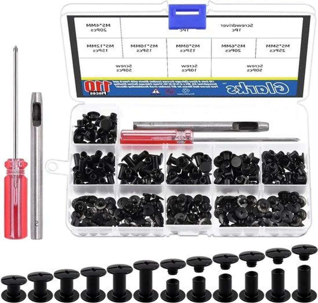 Kit réparation cuir avec vis M5 et outils, rivets pour ceintures