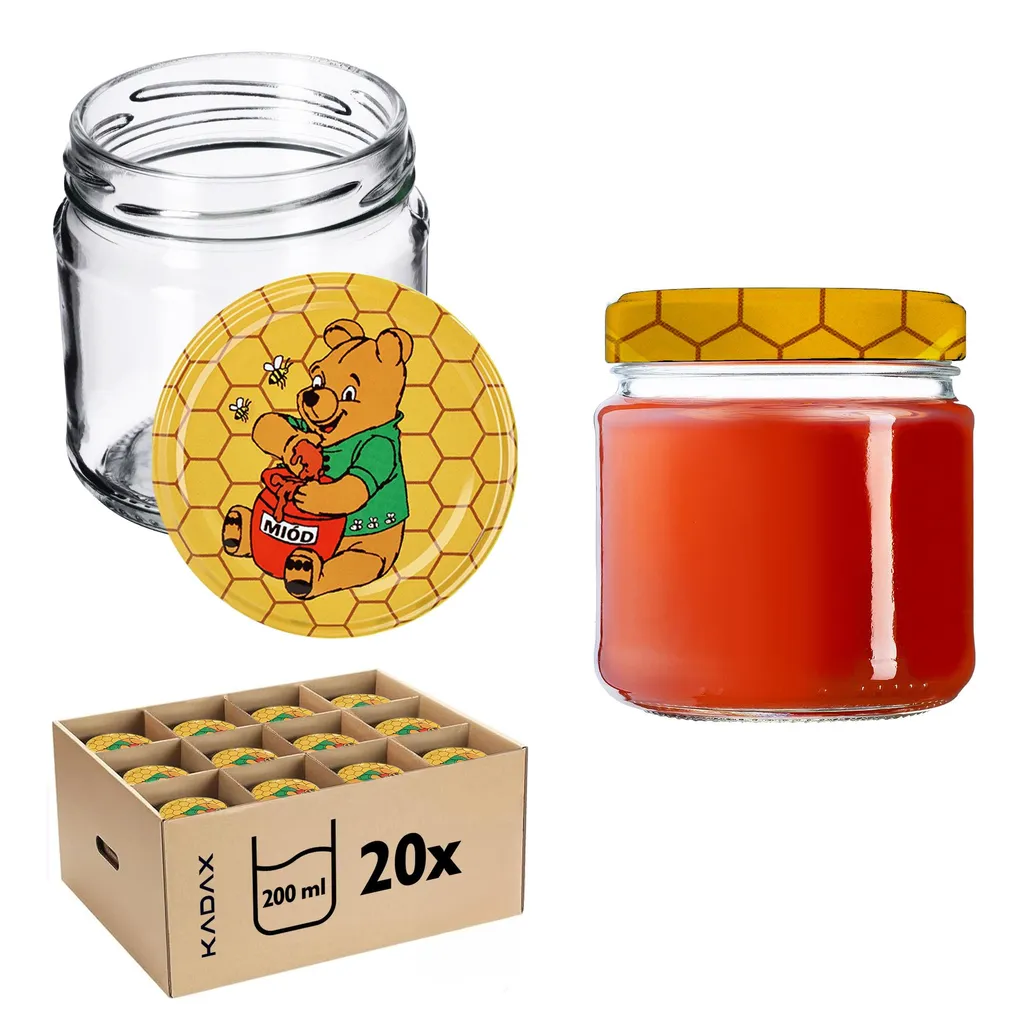 KADAX Vasetti 200ml Winnie the Pooh: Set 20 Barattoli Vetro Ermetici