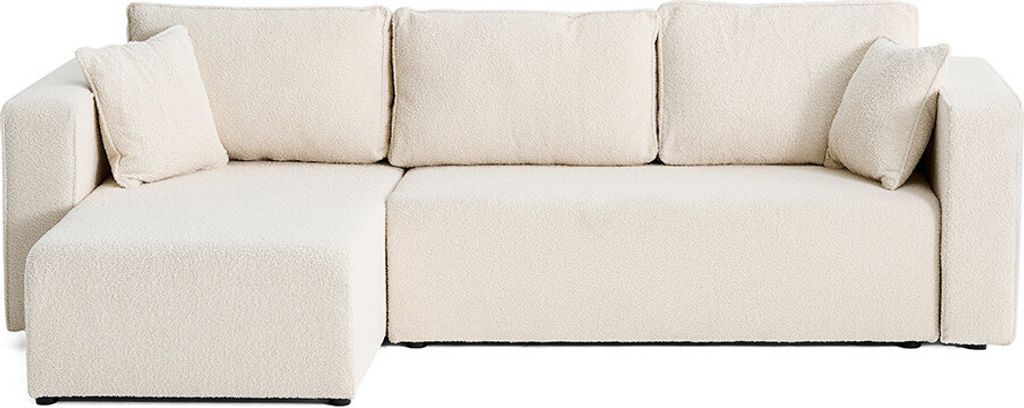 Best Möbel Topaze - 4-Sitzer Ecksofa beidseitig montierbar - Schlaffunktion und Bettkasten - aus Bouclé-Stoff , Beige