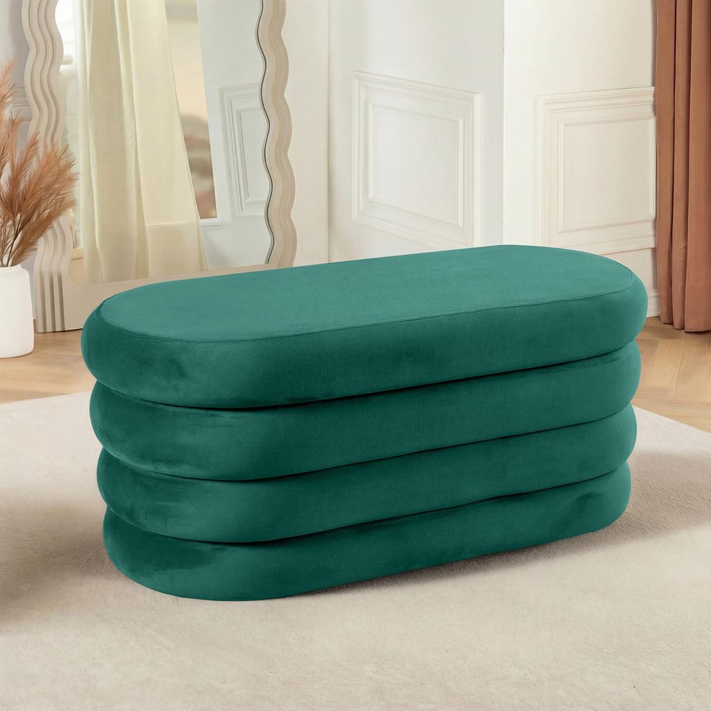 riess-ambiente Polsterbank VOGUE 85cm grün Samt ovale Sitzbank mit Stauraum Schlafzimmer