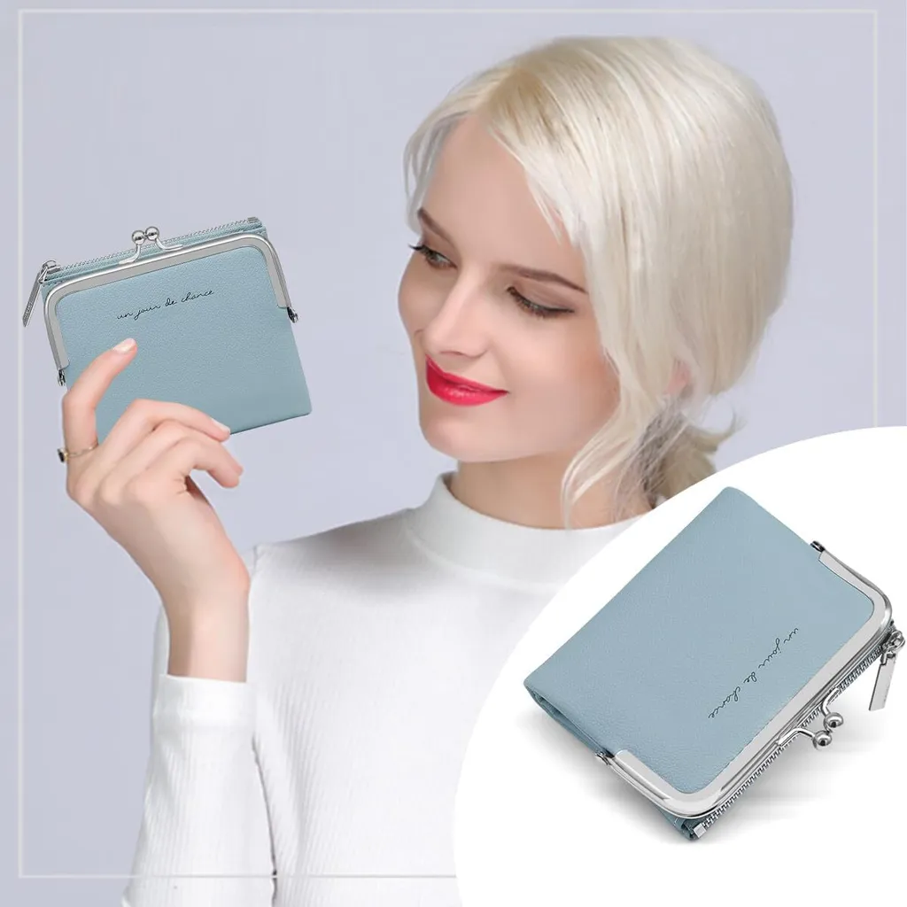 Mini Portafoglio Donna Compatto con Zip - Porta Carte in Eco Cuoio - 6