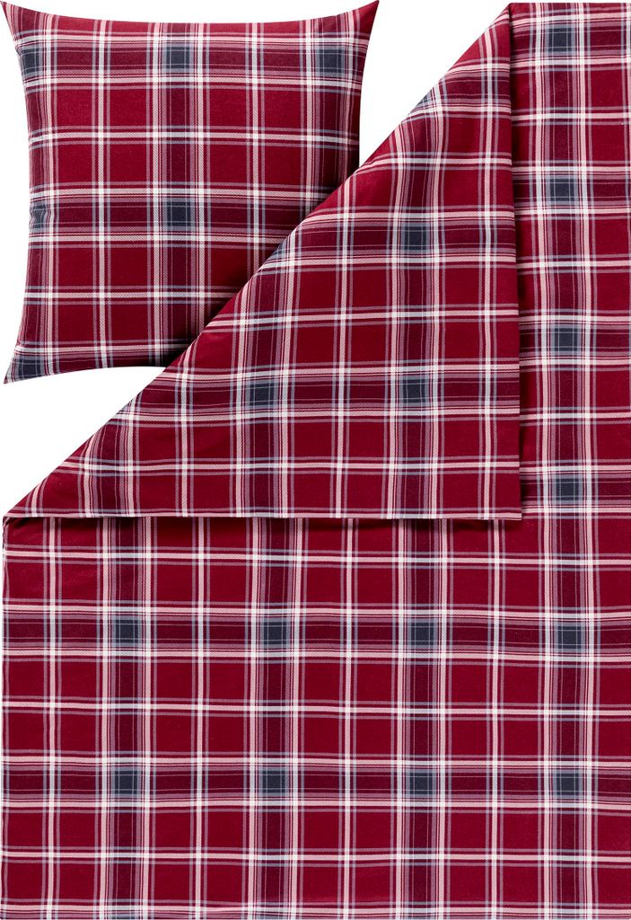 Estella Kuschelflanell Bettwäsche Quirin rot 135x200 cm + Produktbild 