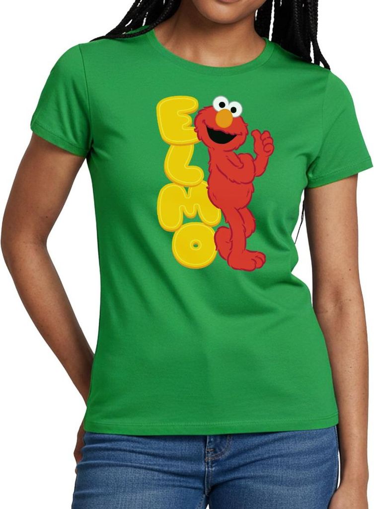 Spreadshirt Sesamstraße Elmo Mit Schriftzug Frauen T-Shirt, M, Kelly Green