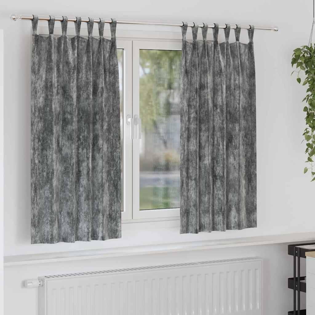 Samtvorhänge mit Vorhängen 2 pcs Grau 175 x 140 cm Samt