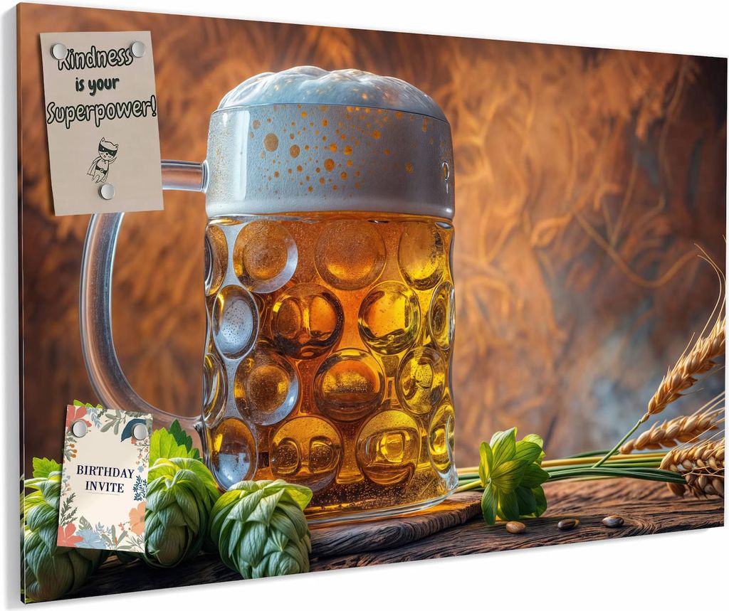 Magnettafel 60x40cm magnetisch & beschreibbar Metall-Board - Bierkrug