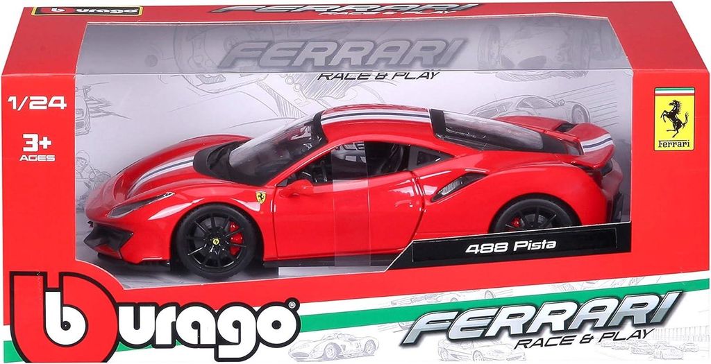 Bburago Model 1:24 Ferrari 488 Pista Czerwony Immagine del prodotto 