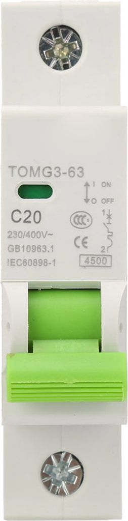 TOMG3-63 1P C-Typ Miniatur-Leitungsschutzschalter Leckageschutz Luftschalter (20A)