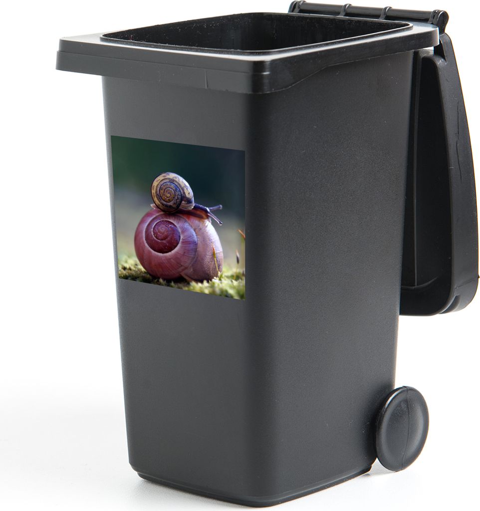 MuchoWow Mülltonnenaufkleber Schnecken - Gras - Frühling 40x40 cm - Abfall-Aufkleber - Container - für Abfallcontainer
