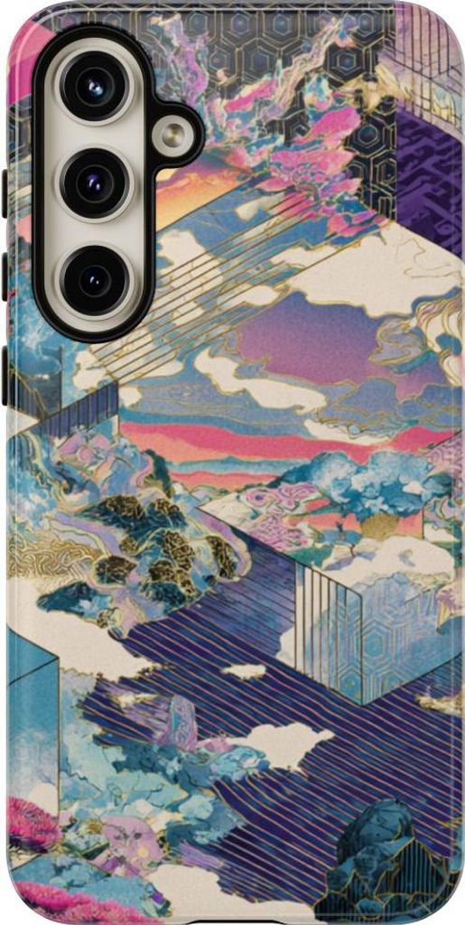 Abstrakte Landschaft mit rosa Bäumen – Hülle Kompatibel mit Samsung Galaxy S24 Plus