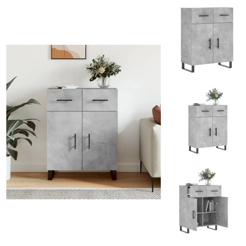 Credenza vidaXL Legno Multistrato Grigio Cemento | Mobiletto 90 cm