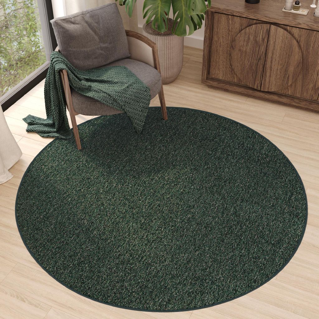 Tappeto Verde Unicolore Melange Lavabile Soggiorno Camera Immagine del prodotto 