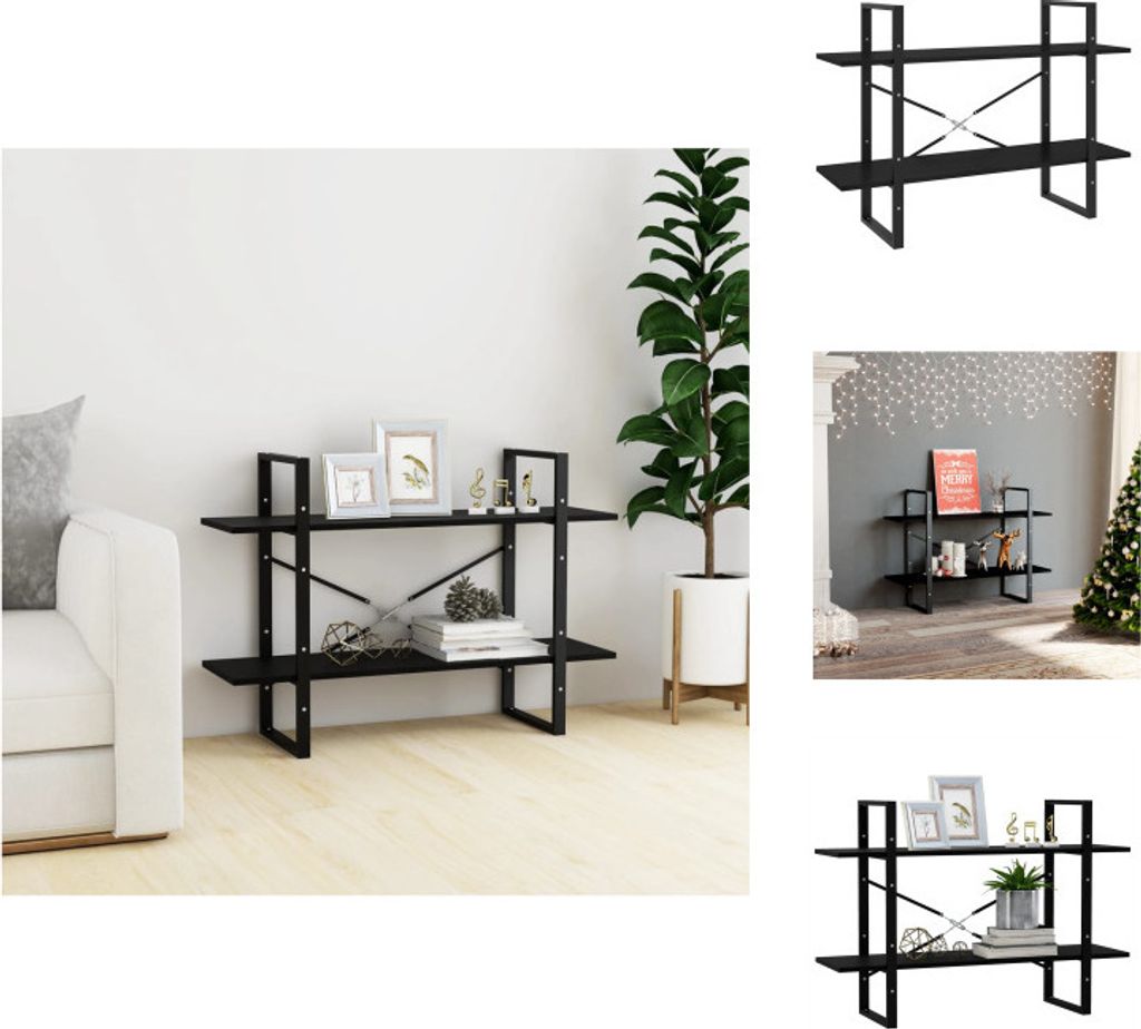 vidaXL Bücherregal 2 Fächer Schwarz 100x30x70 cm Kiefer Massivholz - Bücherregale & Bücherschränke