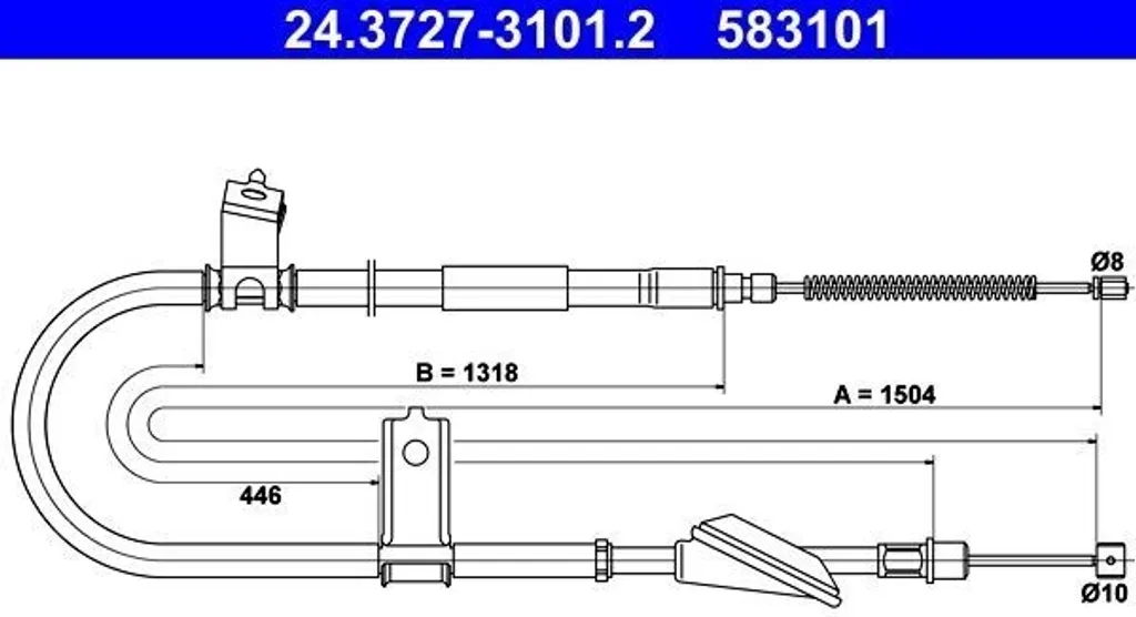 Câble de frein à main ATE 24.3727-3101.2 pour Hyundai Atos MX OE 59760