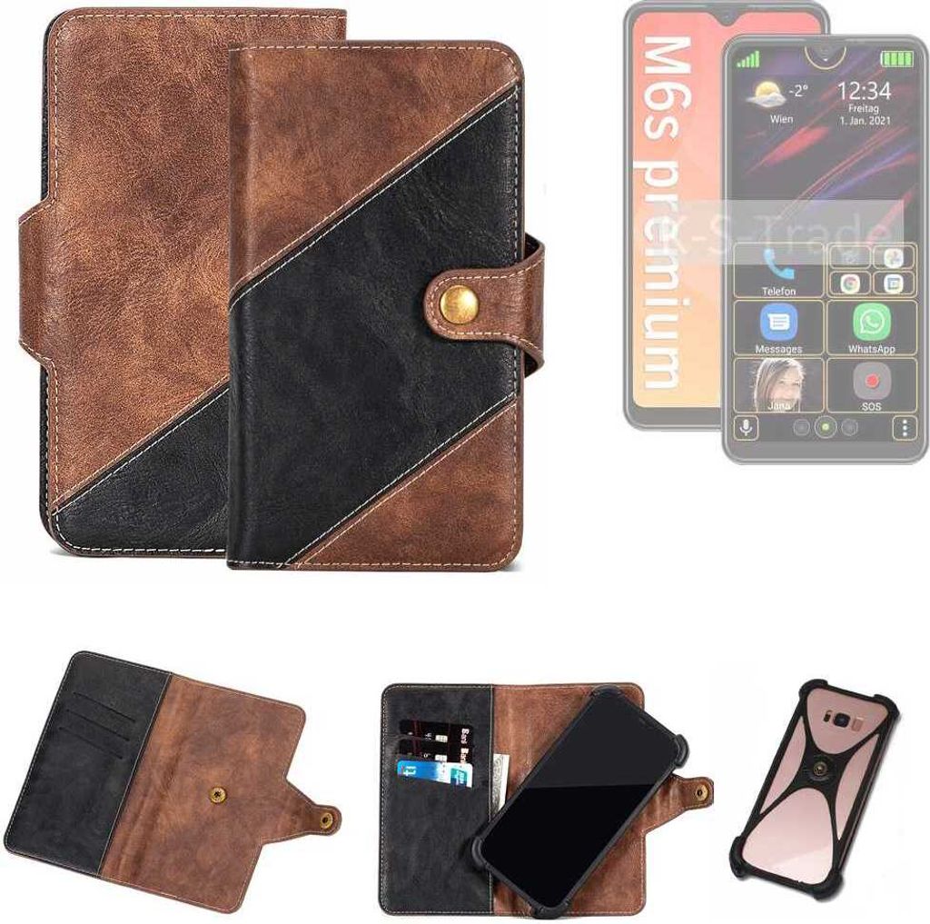 K-S-Trade Handyhülle Schutzhülle Bookstyle Case kompatibel mit Bea-fon M6s premium Klapphülle Cover Hülle Schutztasche 1x