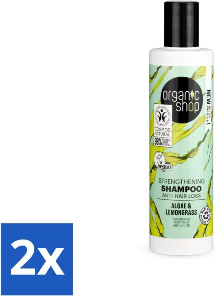 Organic Shop - Algen & Zitronengras Kräftigendes Shampoo - Kräftigend und Aufbauend - 280 ml - Vorteilspack - 2 Stücke