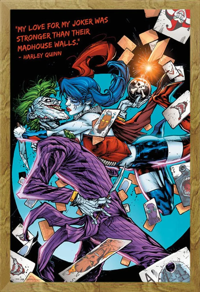 Maxi Poster DC Harley Kiss + Cornice Shinsuke Rovere MDF e Acrilico