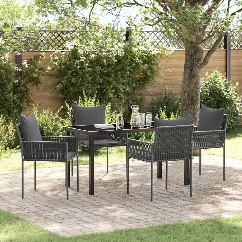 "Rabatt" Garten Essgruppe - Gartenmöbelset - Loungegruppe - 5 pcs Schwarz und Grau PE-Rattan - Lounge-Dining set CC13522