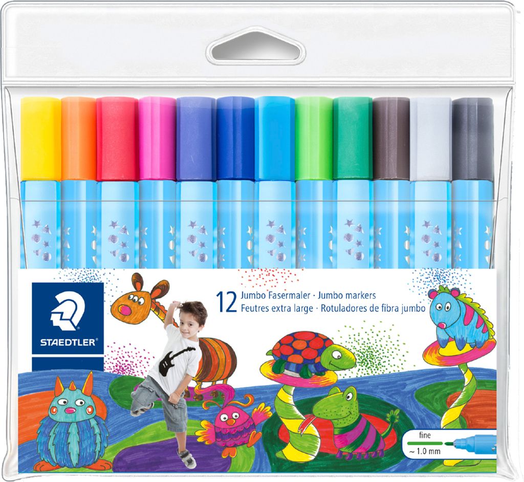 STAEDTLER Jumbo Fasermaler Noris Club dreieckig 12er Etui Produktbild 