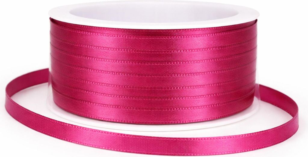 Dekoband Satin 6 mm 50 m – Schleifenband Antennenband für Hochzeit, Auto, Basteln & Geschenkdeko fuchsia