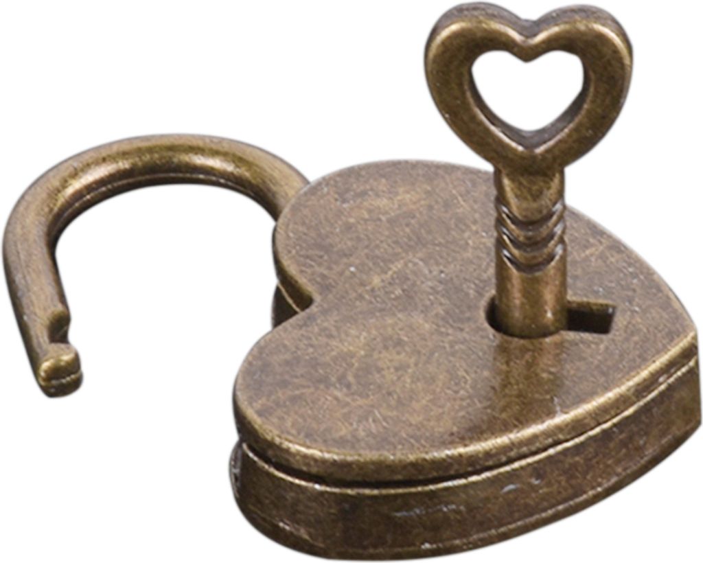 Vintage Heart Form Mini Padlock Bag Travel Koffer Gepäckschachtel Hülle Key Lock-Antikes Messing
