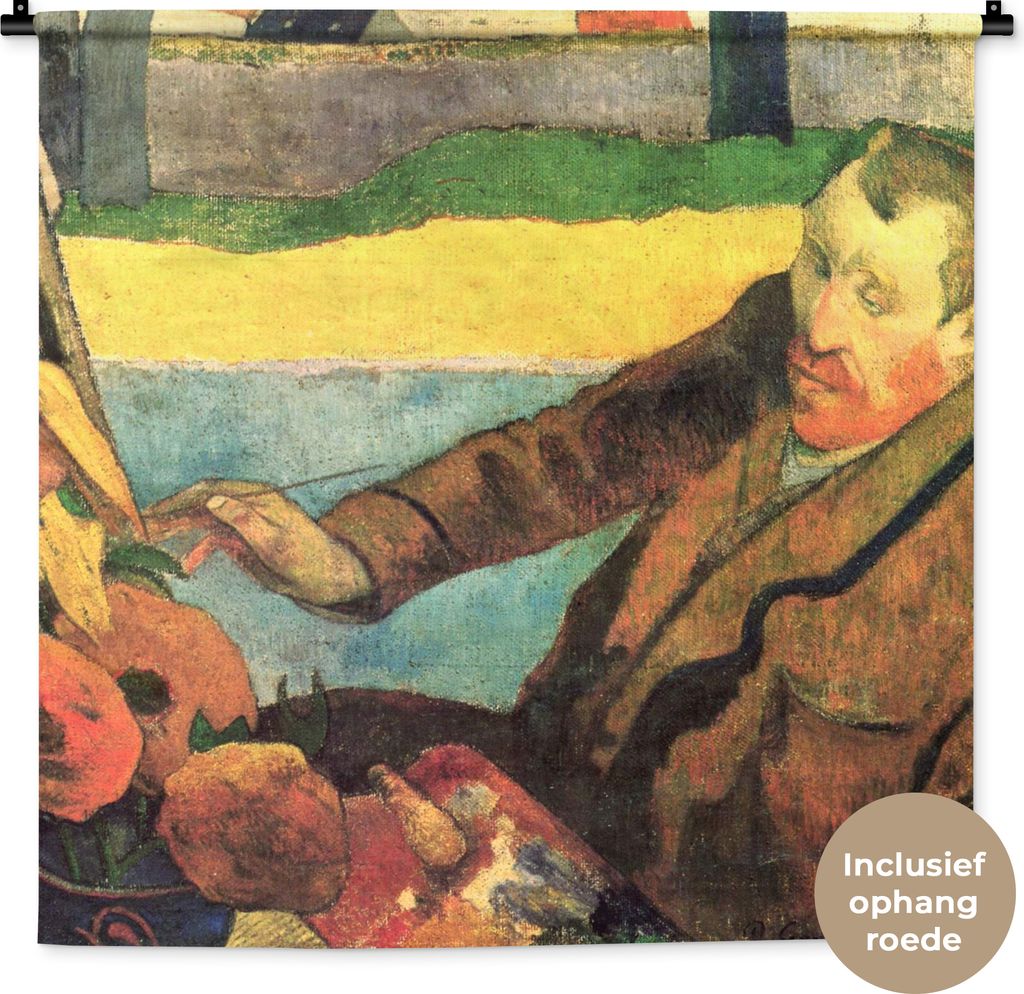 MuchoWow Wandteppich Wandbehang Der Sonnenblumenmaler - Vincent van Gogh 90x90 cm Tapisserie Dekoration Wandtuch - Wandaufhänger