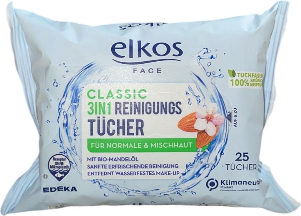 elkos FACE 3in1 Classic Make-Up Reinigungstücher 25 stk. Produktbild 