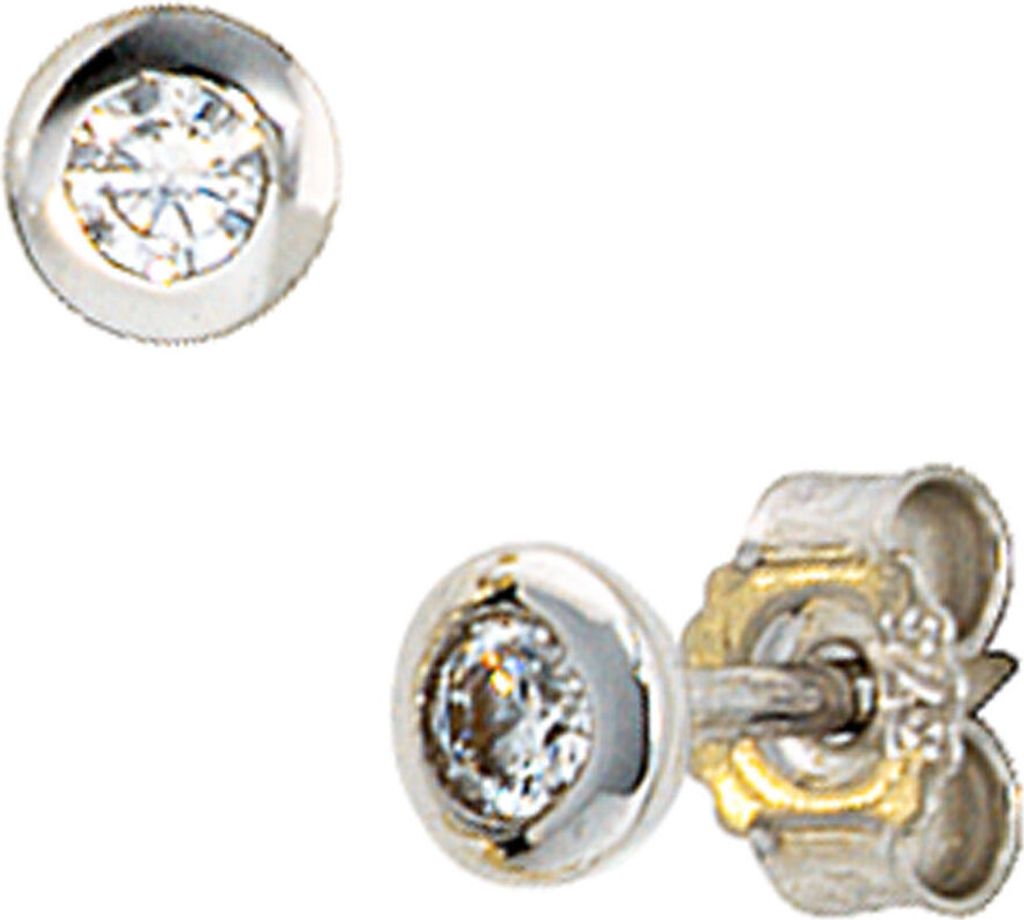 Ohrstecker Stecker mit Zirkonia 3.9mm 375 Gold Weißgold Ohrringe für Damen