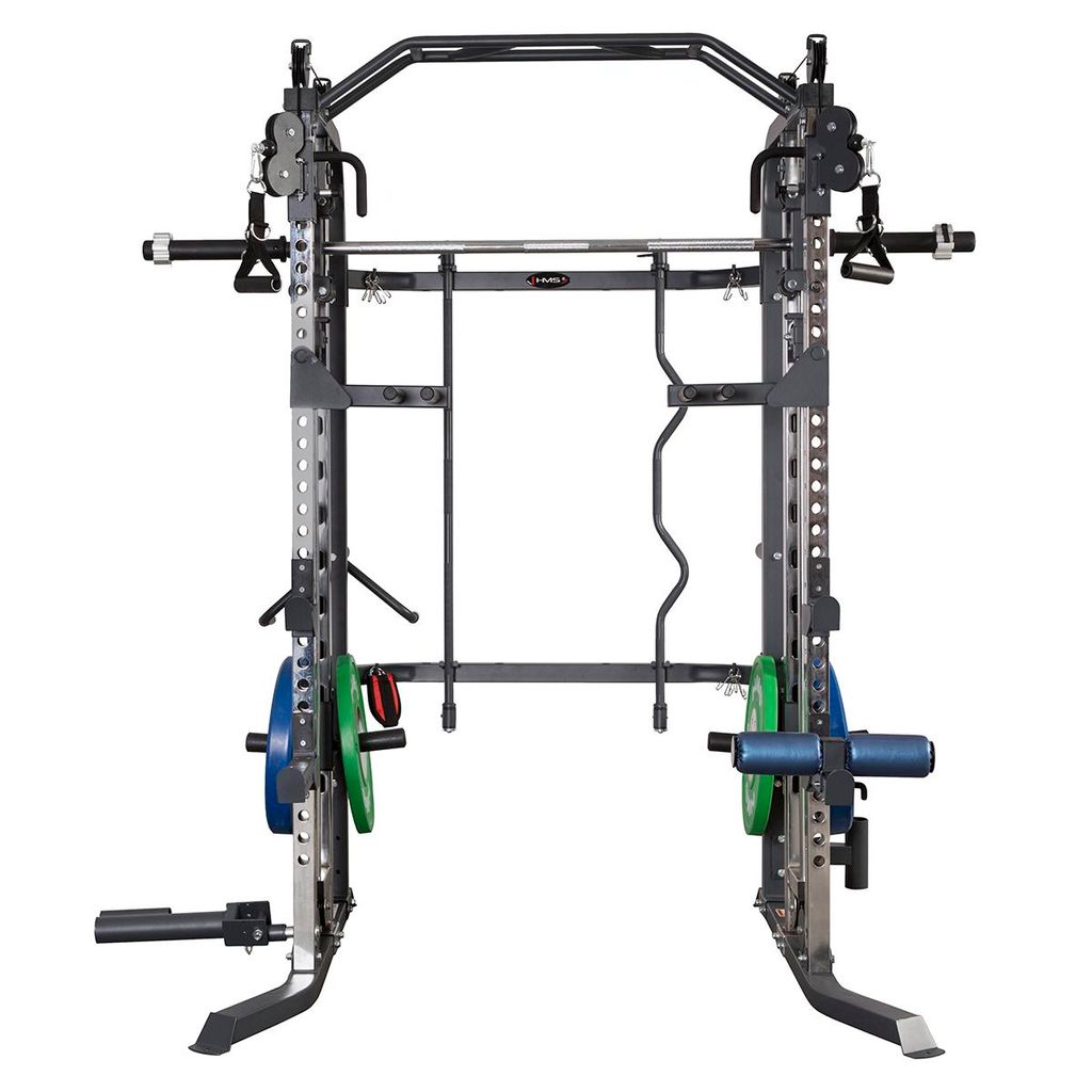 HMS CYKLOP 1 | Smith Machine Semi Commercial mit Doppel-Kabelzug & Klimmzugstange | Profi Kraftstation