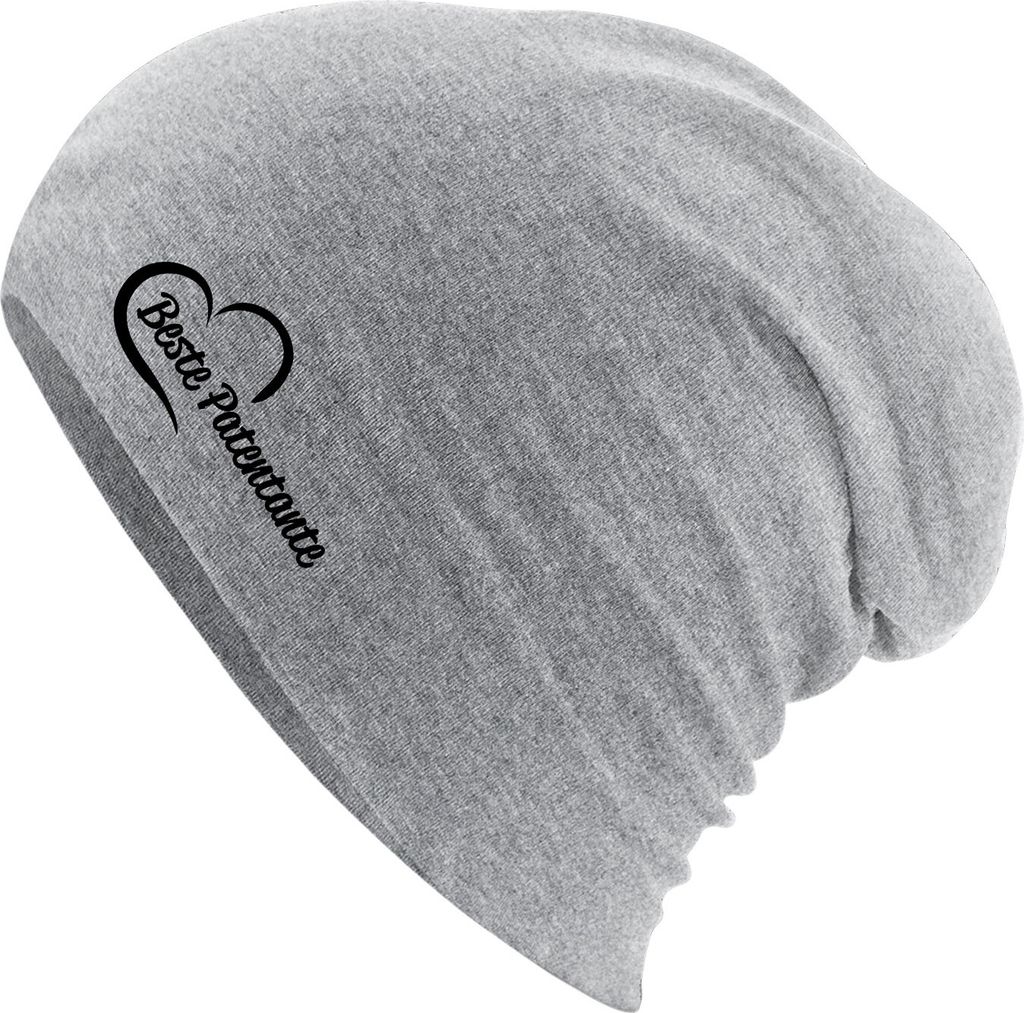 Huuraa Beanie Beste Patentante Herz Heather Grey One Size Baumwolle und Elasthan Mütze Geschenkidee