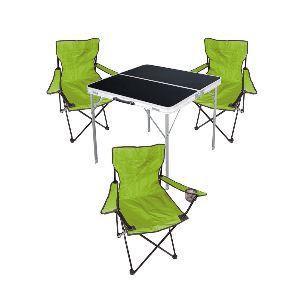 4-teiliges Campingmöbel Set limegrün Tisch+Campingstühle mit Tasche