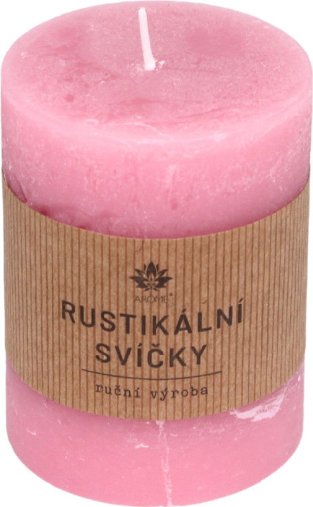 Rustikale rosa Kerze, 6 cm Durchmesser, 8 cm Höhe, 35 Stunden Brenndauer, gleichmäßig abbrennend