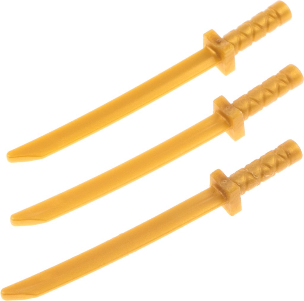 3x Lego Figuren Waffe Ninja Samurai Schwert Katana perl gold 6116596 21459