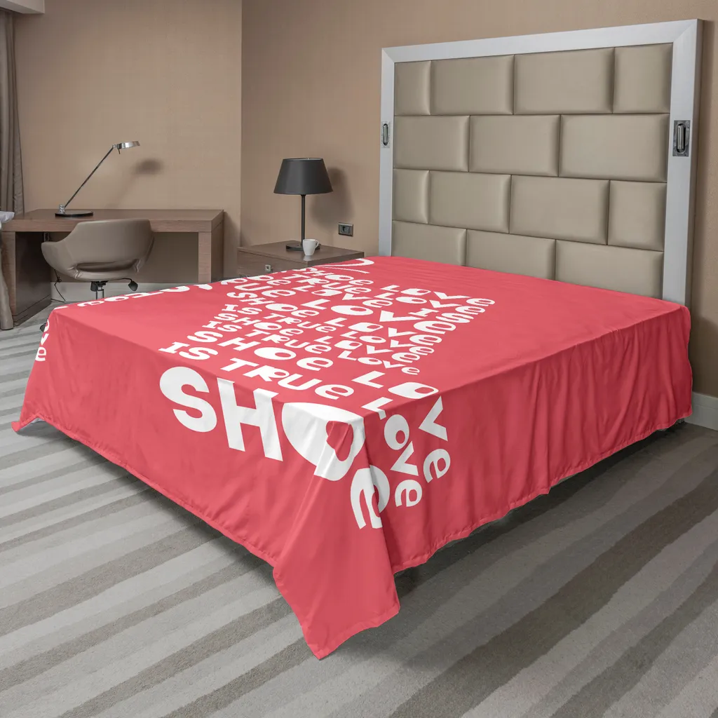 Drap de lit doux et confortable motif graphique corail 275 x 260 cm