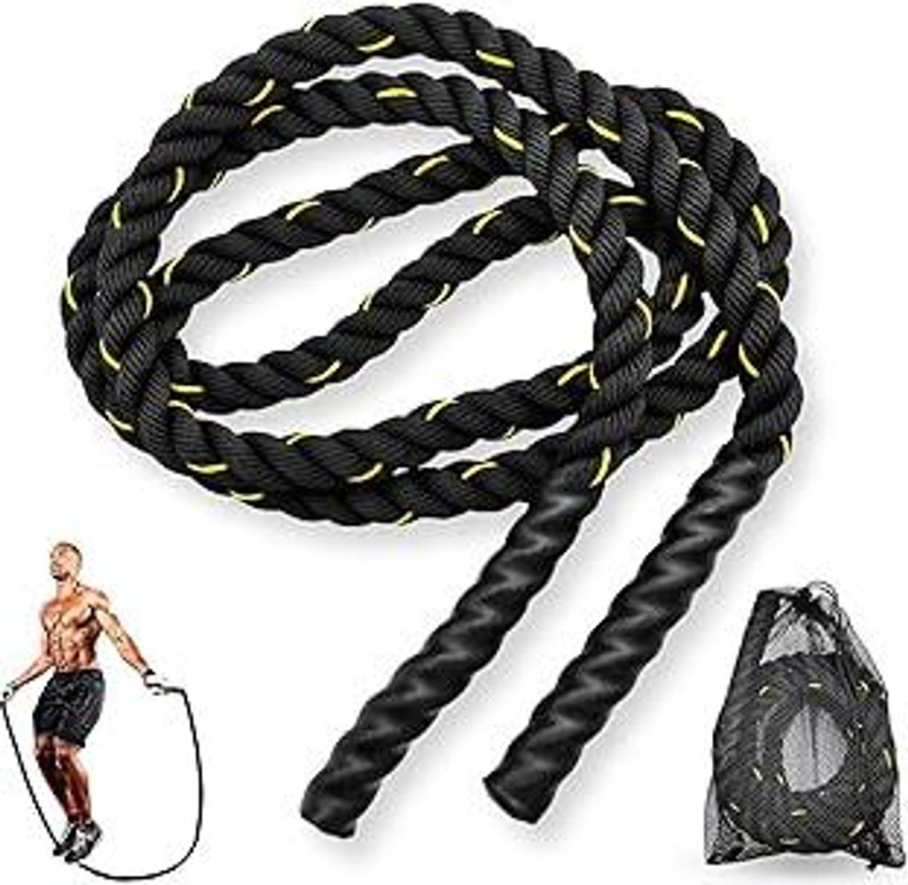 Schweres Springseil Erwachsene für Fitness Muskelaufbau, Langes Schweres Springseil für Training Fitnessstudio Outdoor, Schwarz