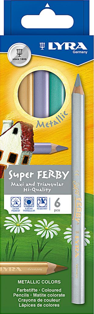 LYRA Farbstifte Super Ferby Metallic 6 Stück Kartonetui Produktbild 