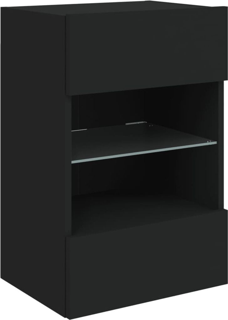 "im Sonderangebot"TV-Board - Fernsehtisch - TV-Tisch/TV-Wandschrank Skandinavisch - CLORIS - Fernsehenschrank -mit LED-Leuchten Schwarz 40x30x60,5 ...