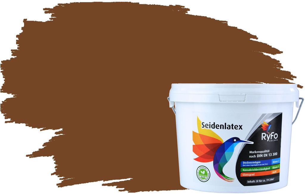 RyFo Colors Seidenlatex Trend Brauntöne Kastanienbraun 3l - bunte Innenfarbe, weitere Braun Farbtöne und Größen erhältlich