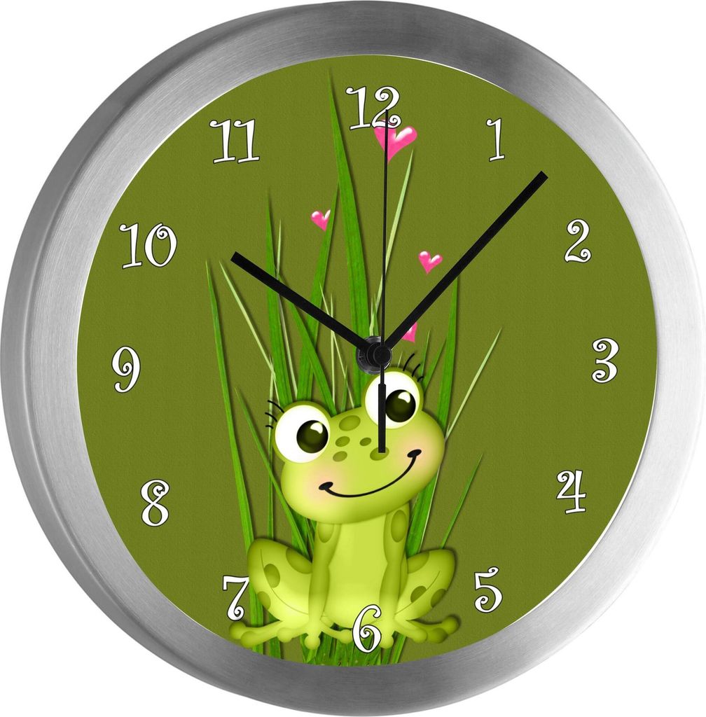 Funkuhr, Kinder Wanduhr, Kinderuhr, Kinderzimmer Frosch-Graß
