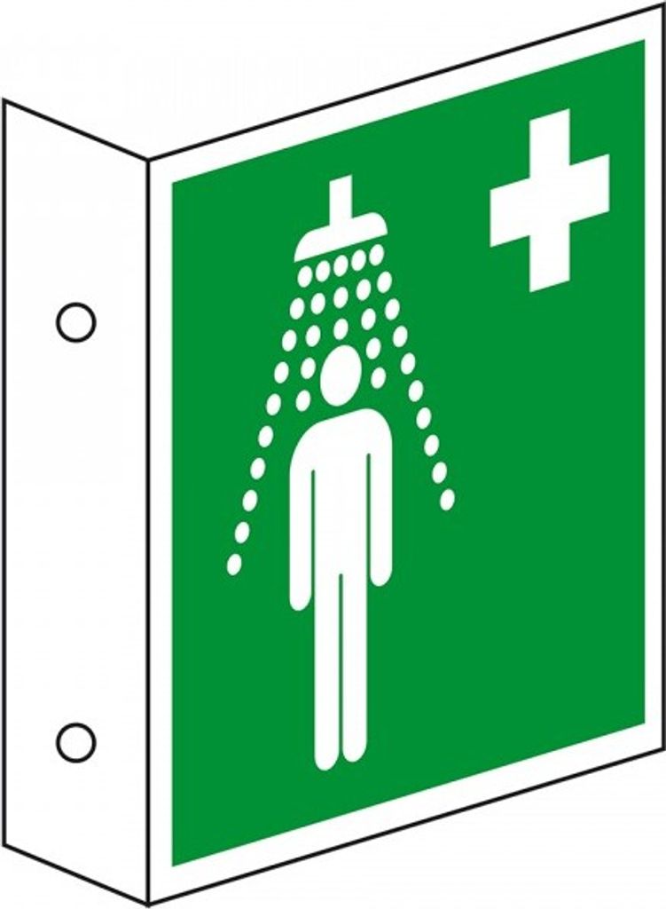 Dreifke Schild I Rettungs-Fahnenschild Notdusche, Kunststoff, 200x200mm, ASR...