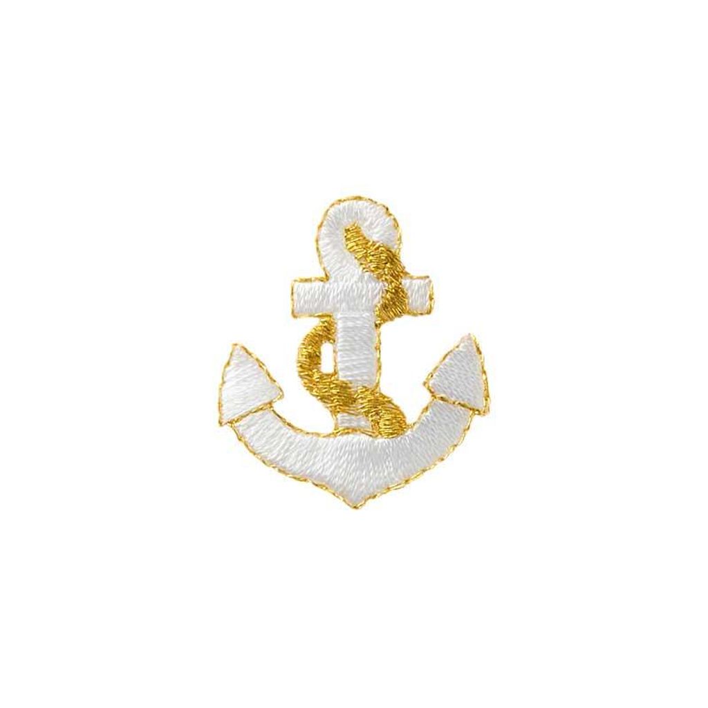 Mono-Quick 02091 Anker Weiß Gold Applikation, Bügelbild, Patch, Aufnäher, Maritim