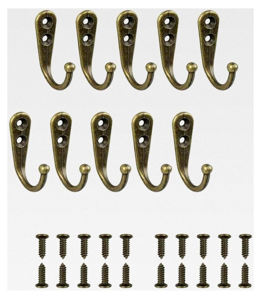 JINXM 10 Stück Vintage Kleiderhaken mit Schrauben in Bronze